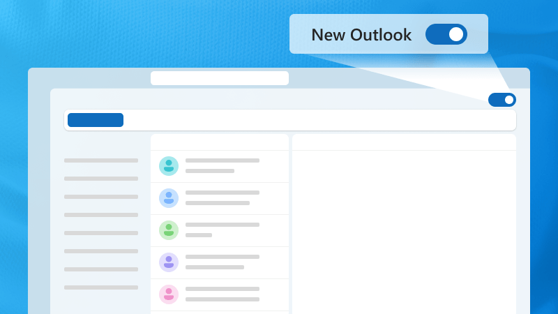 Illustration of Outlook windows highlighting new Outlook toggle