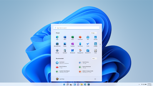 Un portátil con Windows 11 con el menú Inicio abierto