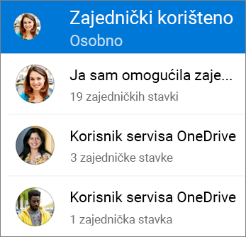 Prikaz zajedničkih datoteka u aplikaciji OneDrive za Android