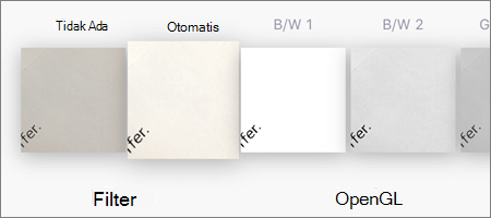 Opsi filter untuk pemindaian gambar di OneDrive untuk iOS