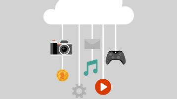 Icona del cloud con icone multimediali che pendono da essa.