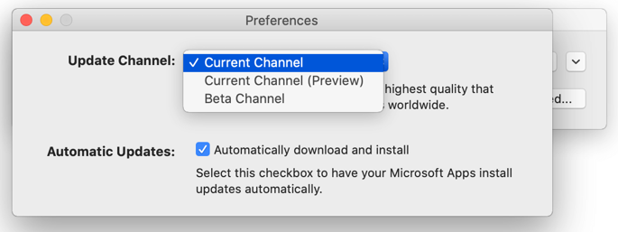 Imagem da janela das Atualizações Automáticas da Microsoft para Mac-