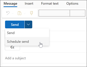 Использование расписания отправки в новом Outlook для Windows