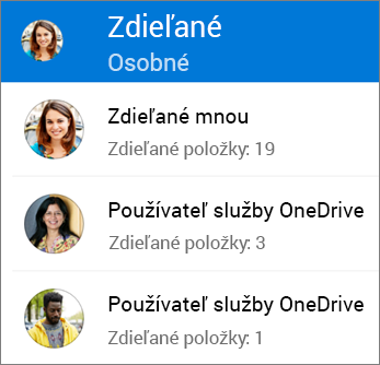 Tlačidlo Zdieľané súbory v aplikácii OneDrive pre Android